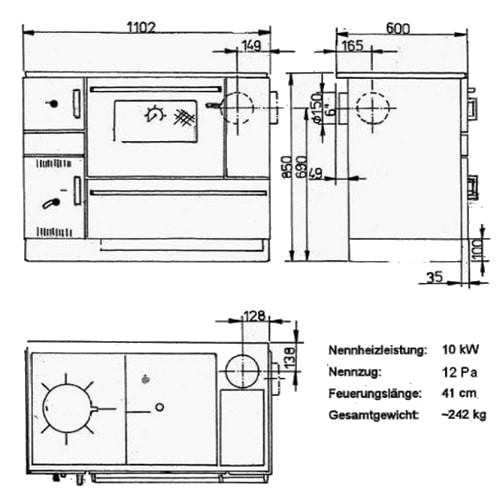 Vorschau: Holzherd Wamsler K 170 K 10 kW