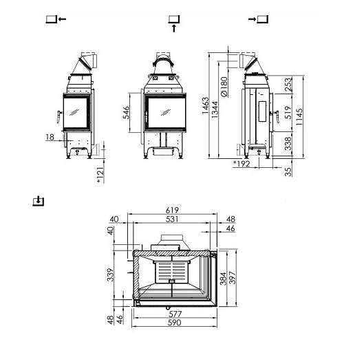 Vorschau: Kamineinsatz Spartherm Varia 2R-55 7 kW Drehtür