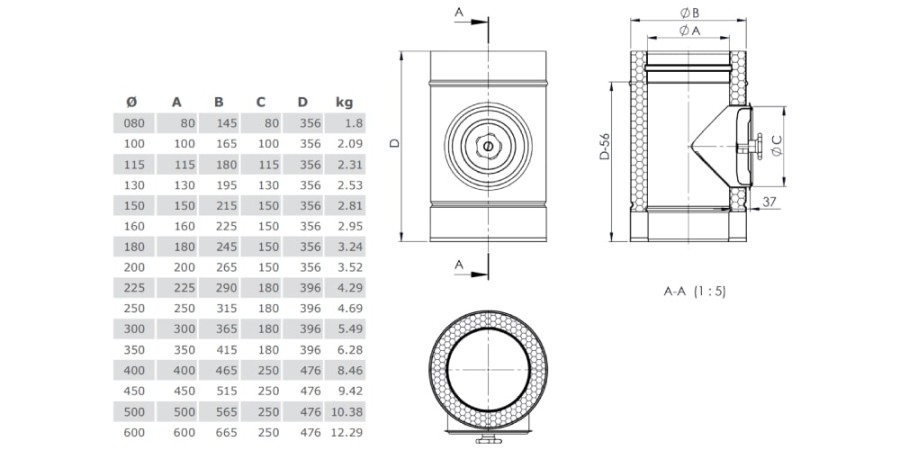 Vorschau: Längenelement mit Revision (für Öl und Gas) - doppelwandig - Tecnovis TEC-DW-Classic