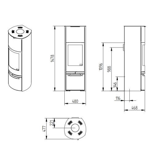 Vorschau: Kaminofen Jydepejsen Cosmo 1500 | 6 kW