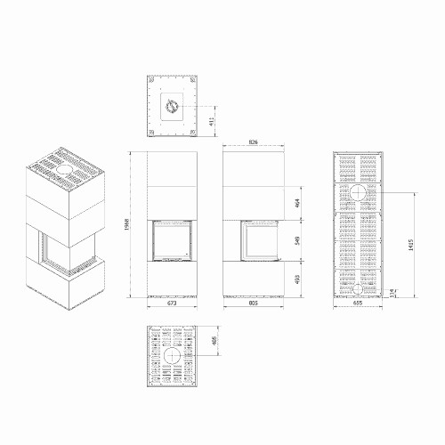 Vorschau: Kaminbausatz Kratki PF NBC 500/500 W 8 kW