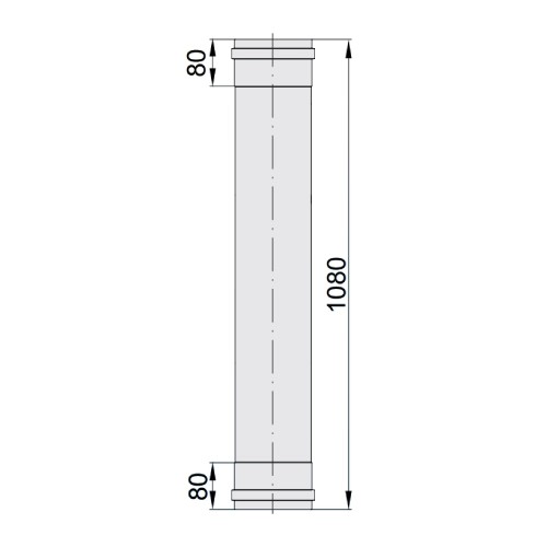 Vorschau: Längenelement 1080 mm mit Doppelmuffe - einwandig - eka edelstahlkamine complex E