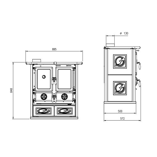 Vorschau: Holzherd La Nordica Rosetta Sinistra 5.0 - Steel 7,9 kW