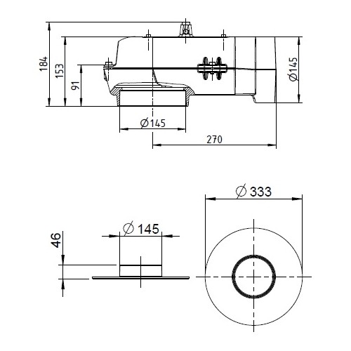 Kaminzubehör Leda - Waagerechter Guss-Heizgasstutzen 145mm Heizgasstutzen 145mm (nicht für Turma XL)