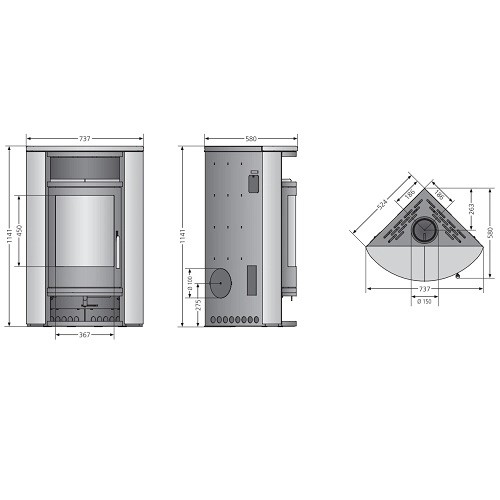 Vorschau: Kaminofen Oranier Polar Eck 6,5 kW