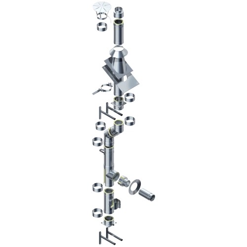 Vorschau: Edelstahlkamin Bausatz Ø 180 mm - doppelwandig - Raab DW 25 Optilife