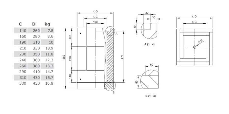 Vorschau: Leichtbaukamin - Basiselement 500 mm - Tecnovis TEC-LS-A