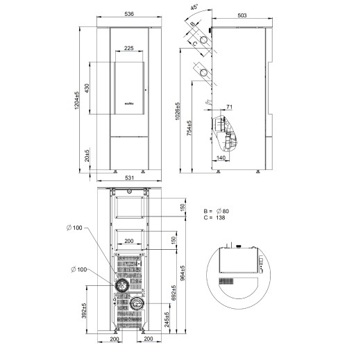 Vorschau: Pelletofen Wodtke crazy.nrg air+ 6/8 kW