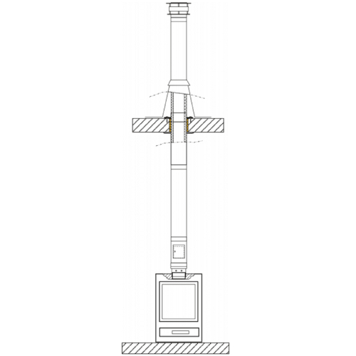 Aufgesetzter Edelstahlkamin Bausatz TEC-DW-Design mit Ø 150 mm