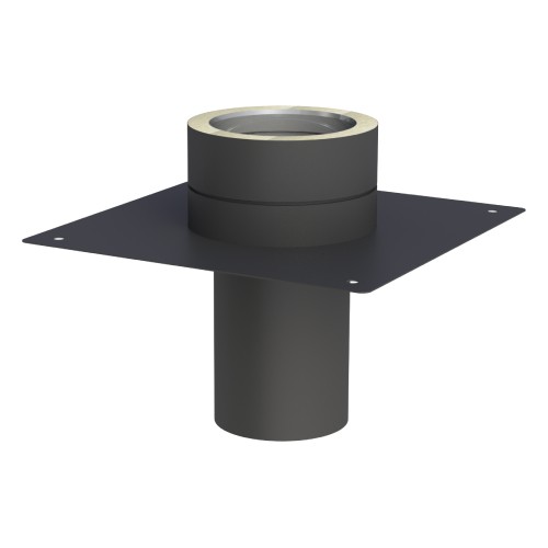 Grundplatte für Kaminerhöhung bis 450°C/N1 (mit rundem Einschub) - doppelwandig - Jeremias DW-BLACK