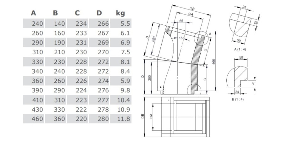 Vorschau: Winkel 15° - Leichtbaukamin - Tecnovis TEC-LS-F