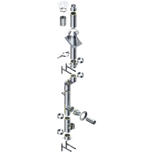 Edelstahlkamin Bausatz Ø 150 mm - doppelwandig - Raab DW 25 Optilife