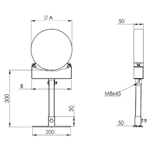 Vorschau: Wandabstandshalter mit Gelenk verstellbar 140 - 300 mm - Tecnovis TEC-DW-Standard