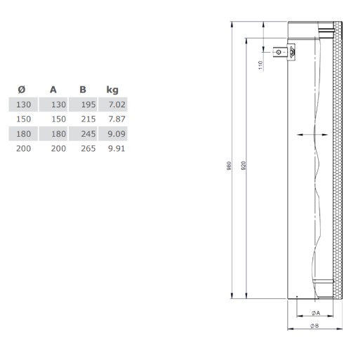 Vorschau: Längenelement 1000 mm mit Aufnahme für Wandhalter - doppelwandig - Tecnovis TEC-DW-Design