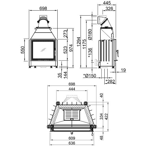 Vorschau: Kamineinsatz Spartherm Mini S 7 kW Drehtür raumluftunabhängig