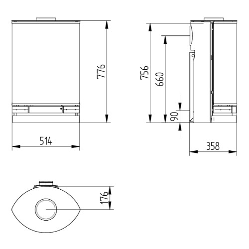 Vorschau: Kaminofen Jydepejsen Elegance Junior Wall 4,1 kW