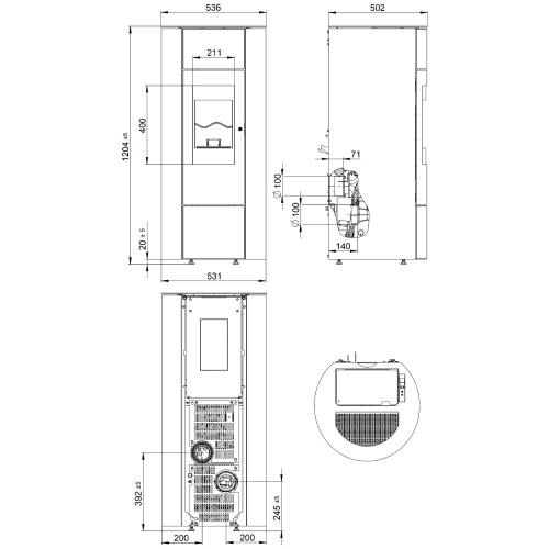 Vorschau: Pelletofen Wodtke soleo.nrg H10 air+ 6/8 kW