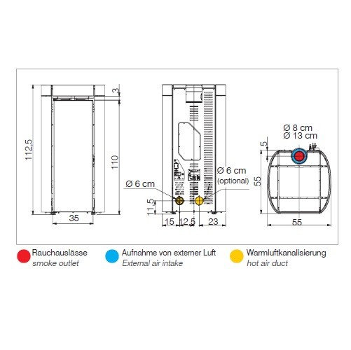 Vorschau: Pelletofen Edilkamin Rada Air Tight C 12,8 kW