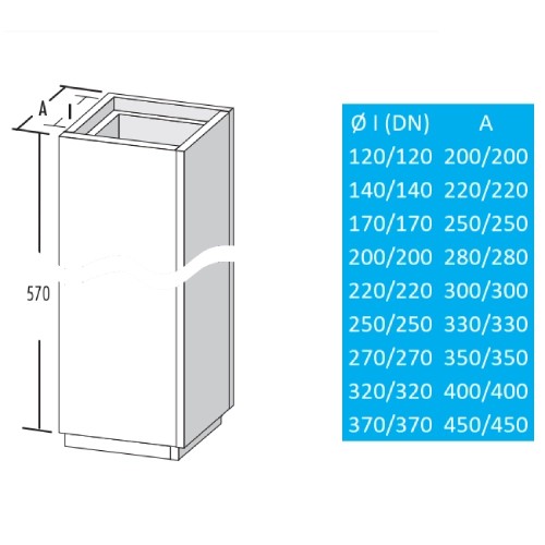 Vorschau: Leichtbaukamin - Schachtelement 600 mm (Nutzlänge 570 mm) - Raab L90