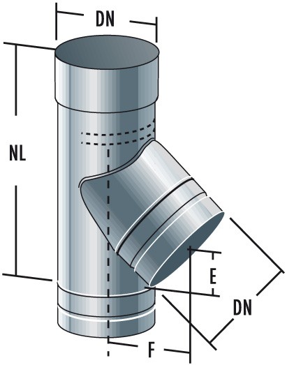 Feuerungsanschluss 45° druckdicht (Abgang gleicher Durchmesser) - einwandig - Raab EW-FU
