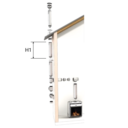 LAS-Kamin Bausatz Ø150/100 - an der Außenwand senkrecht durch Dachvorsprung (C31) - DRU LAS ES-E 200/150/100