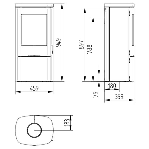 Vorschau: Kaminofen Jydepejsen Senza Dark Sandstone 5 kW