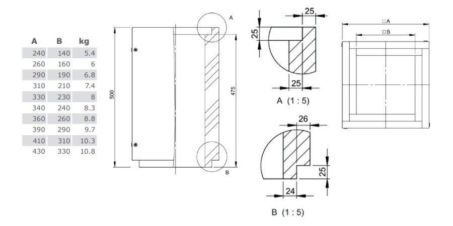 Vorschau: Leichtbaukamin - Schachtelement 500 mm verschraubt - Tecnovis TEC-LS-A