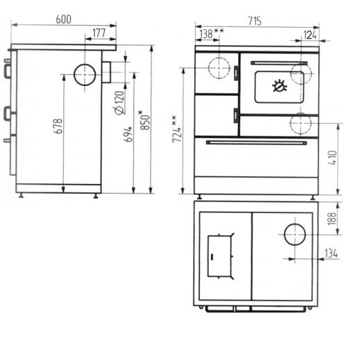 Vorschau: Holzherd Wamsler K 128 F 7 kW