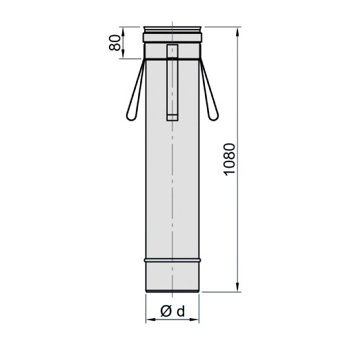 Vorschau: Längenelement 1080 mm mit Abstandshaltern - einwandig - eka edelstahlkamine complex E