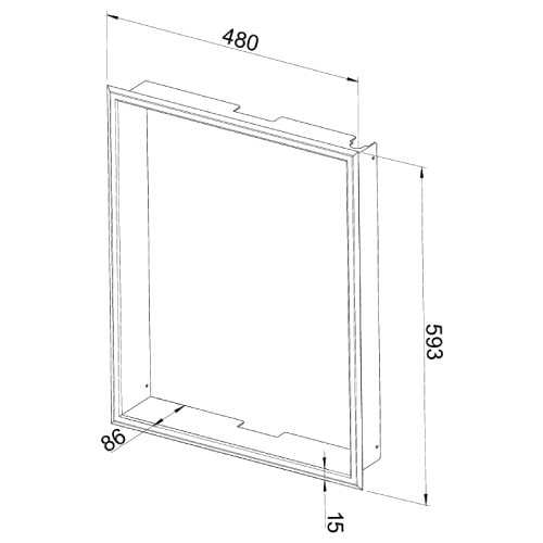 Vorschau: Kaminzubehör Leda - Einbaurahmen tief, Edelstahl, 480 x 593 mm