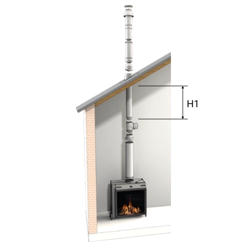 LAS-Kamin Bausatz Ø200/130 mm - senkrecht durch Schrägdach (C31) - DRU LAS ES-I 200/130