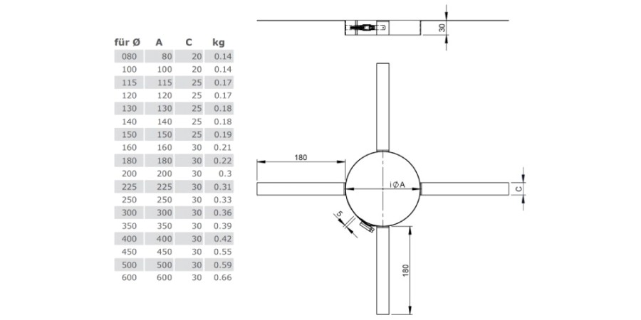 Vorschau: Montageschelle - einwandig - Tecnovis TEC-EW-Classic und TEC-PPS