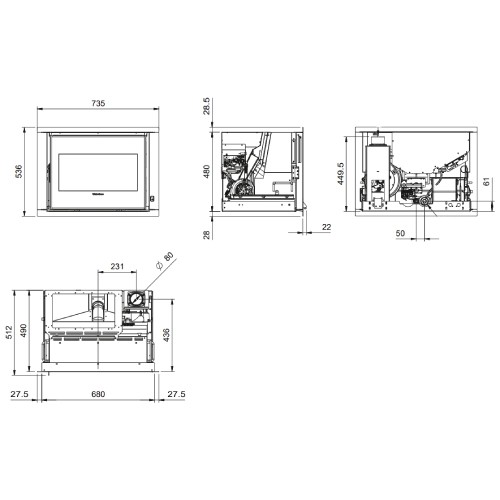 Vorschau: Pellet Kamineinsatz La Nordica Extraflame Comfort P70 Air H49 | 8 kW