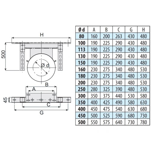 Vorschau: Wandhalterverlängerung, verstellbar 100 - 500 mm - doppelwandig - eka edelstahlkamine complex D