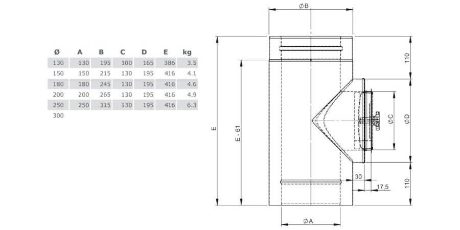 Vorschau: Längenelement mit Revision (für Verbindungsleitung) - doppelwandig - Tecnovis TEC-DW-Design