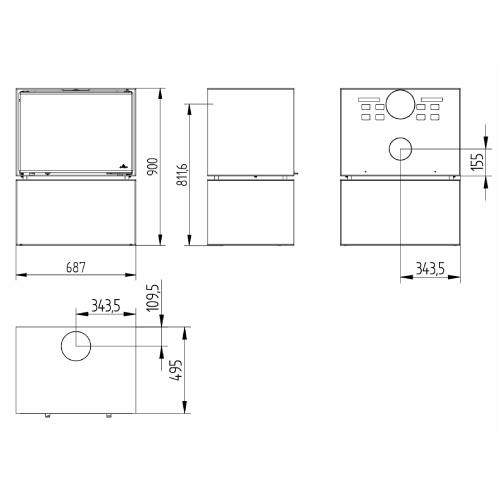 Vorschau: Kaminofen Jydepejsen Zeta Freestanding 7,4 kW