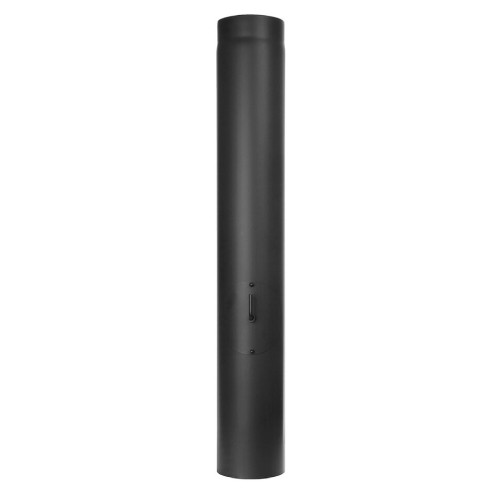 Ofenrohr - Längenelement 1000 mm mit Drosselklappe und Tür schwarz (mit Einzug) - Tecnovis TEC-Stahl