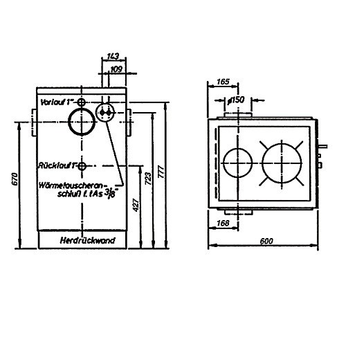 Vorschau: Holzherd Wamsler K 158 CL 22 kW wasserführend