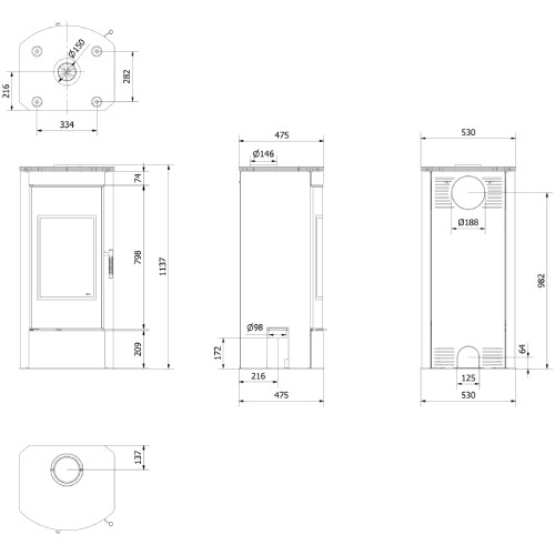 Vorschau: Kaminofen Kratki Titan G/R 11 kW