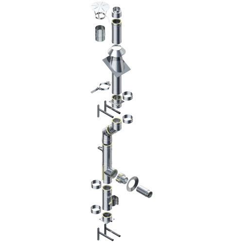 Edelstahlkamin Bausatz Ø 130 mm - doppelwandig - Raab DW 25 Optilife