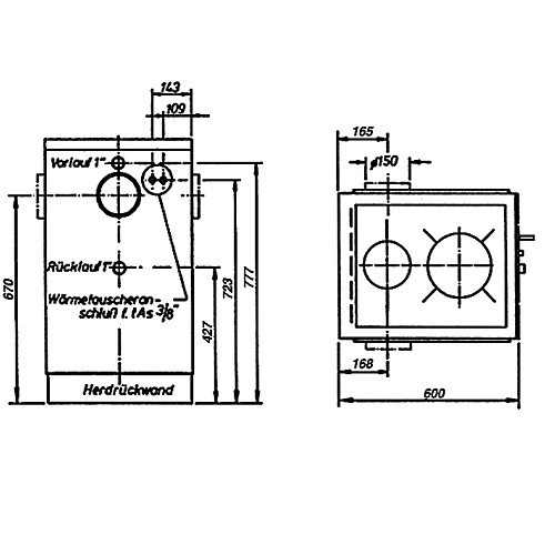 Vorschau: Holzherd Wamsler K 158 F 22 kW wasserführend