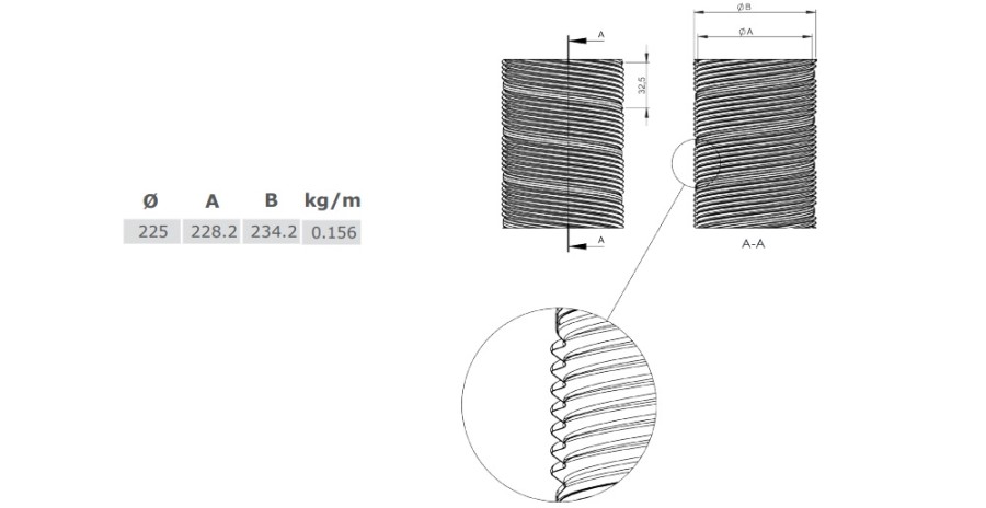 Vorschau: Flexrohr einlagig Ø 225 mm, Edelstahl Tecnovis TEC-FLEX