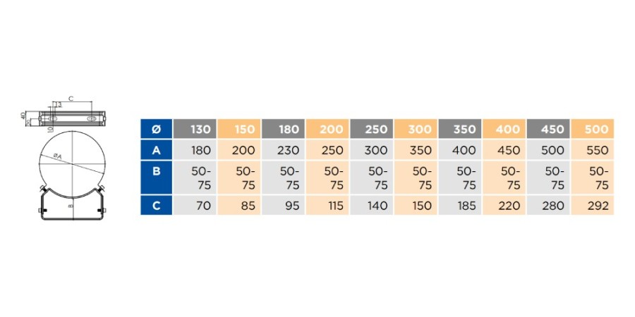 Vorschau: Wand- und Deckenabstandshalter verstellbar 50-70 mm - Tecnovis TEC-DW-Standard