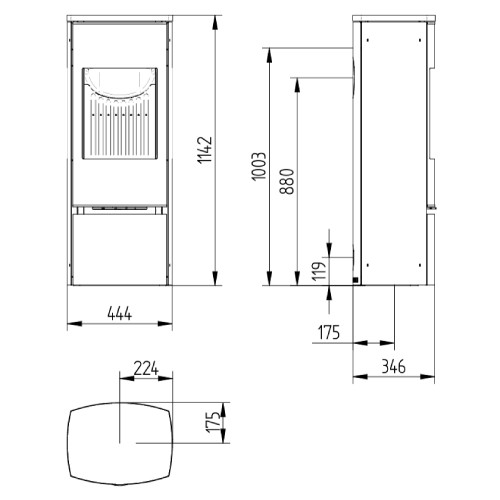 Vorschau: Kaminofen Jydepejsen Bella Seitenglas 4,6 kW