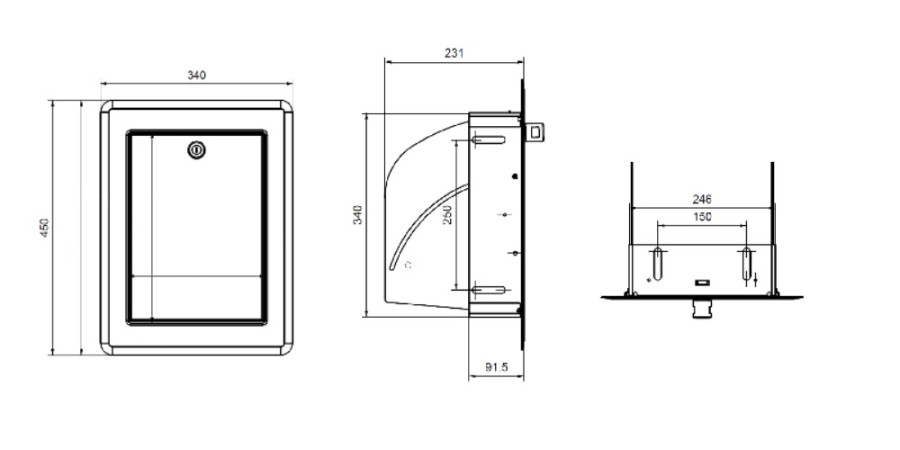 Vorschau: Einwurftüre 340 x 450 mm mit Türschloss - Tecnovis Wäscheabwurfschacht